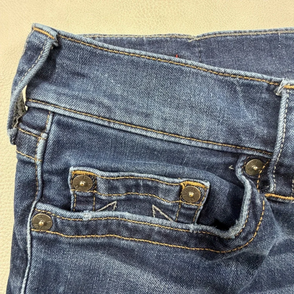 True Religion Rocco Relaxed Skinny Jeans Mens 33x32 Dark Wash Blue Stretch Denim